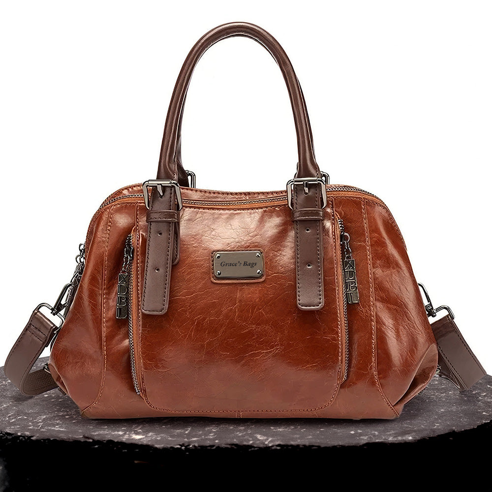 Pamela - Vegan Leather Dome Handbag - Samberule