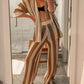 Loose V-Neck Fashion Hollow Out Striped Shirt Wide Leg Pants Set