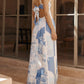 Halter Straps Lace Patchwork Printed Back Tie Halter Flare Maxi Dresses