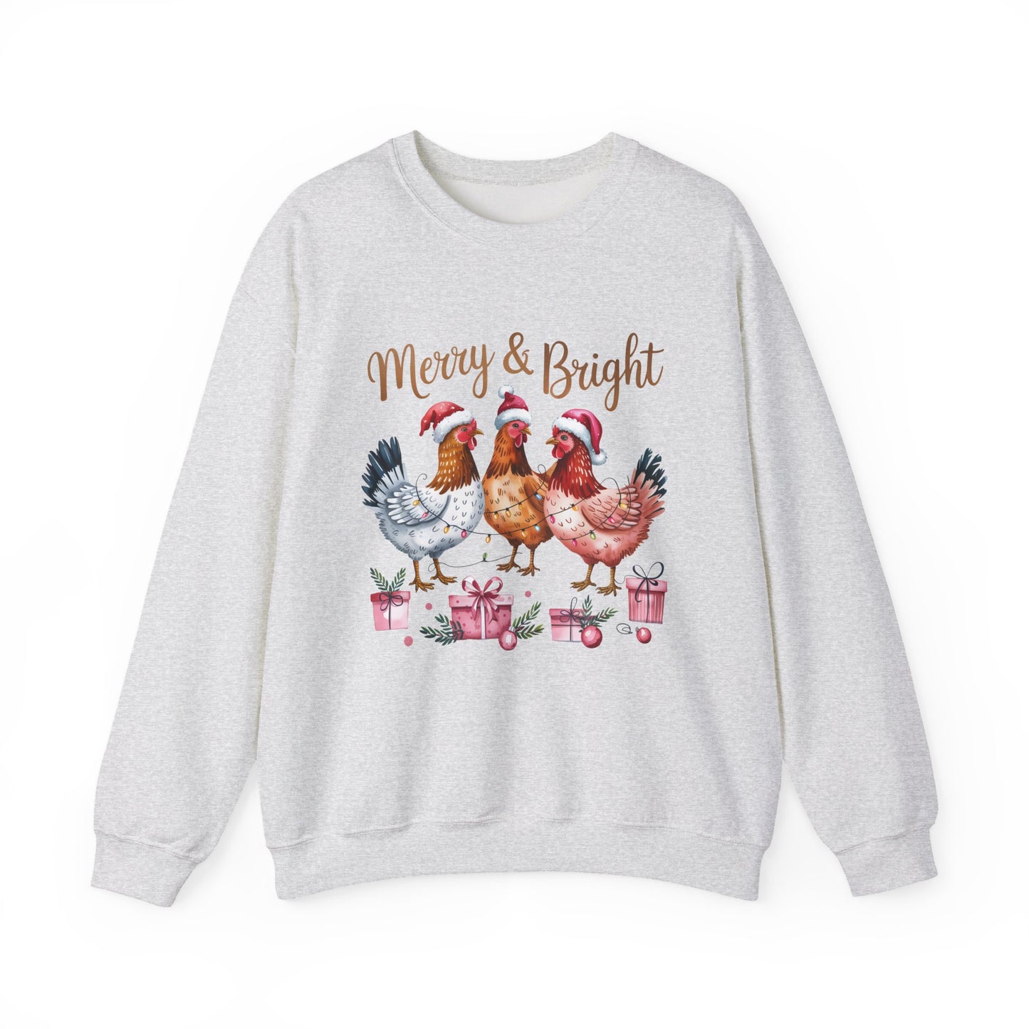 Merry & Bright Chicken Christmas Crewneck Sweatshirt - Samberule
