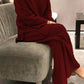 Long-sleeved solid color knitted casual sweater two-piece