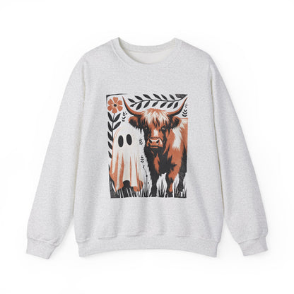 Halloween Ghost & Cow Halloween Crewneck Sweatshirt - Samberule