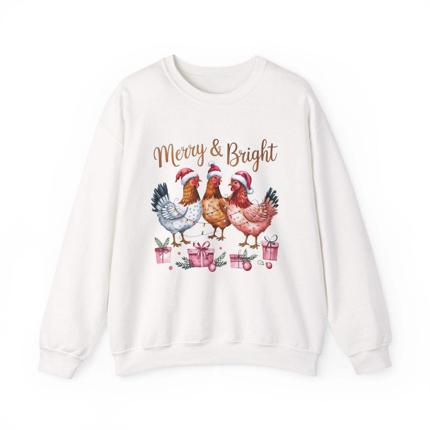 Merry & Bright Chicken Christmas Crewneck Sweatshirt - Samberule