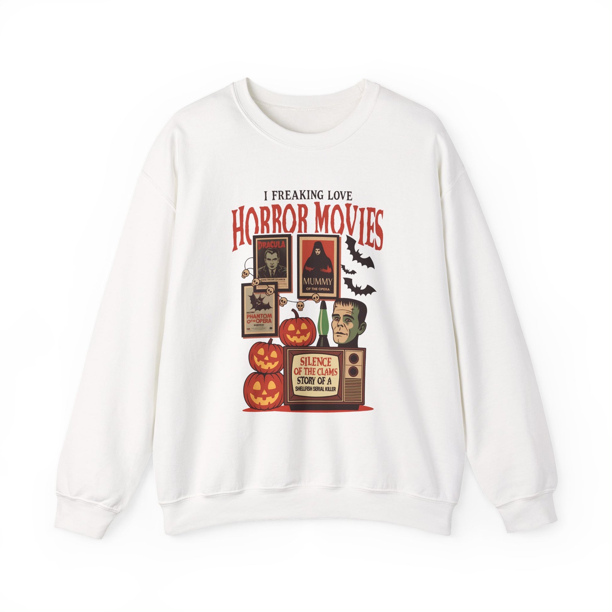 I Freaking Love Horror Movies Halloween Crewneck Sweatshirt - Samberule