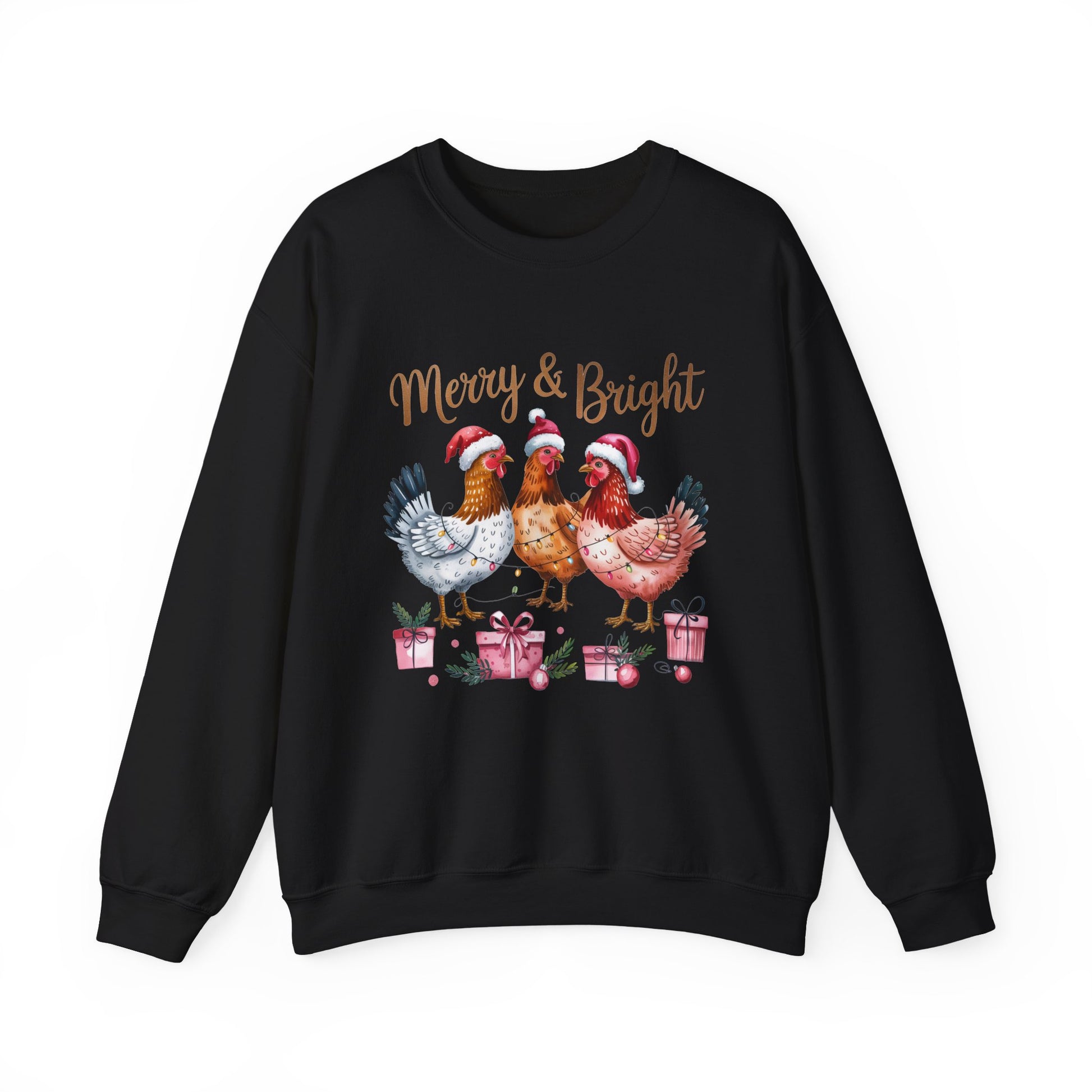 Merry & Bright Chicken Christmas Crewneck Sweatshirt - Samberule