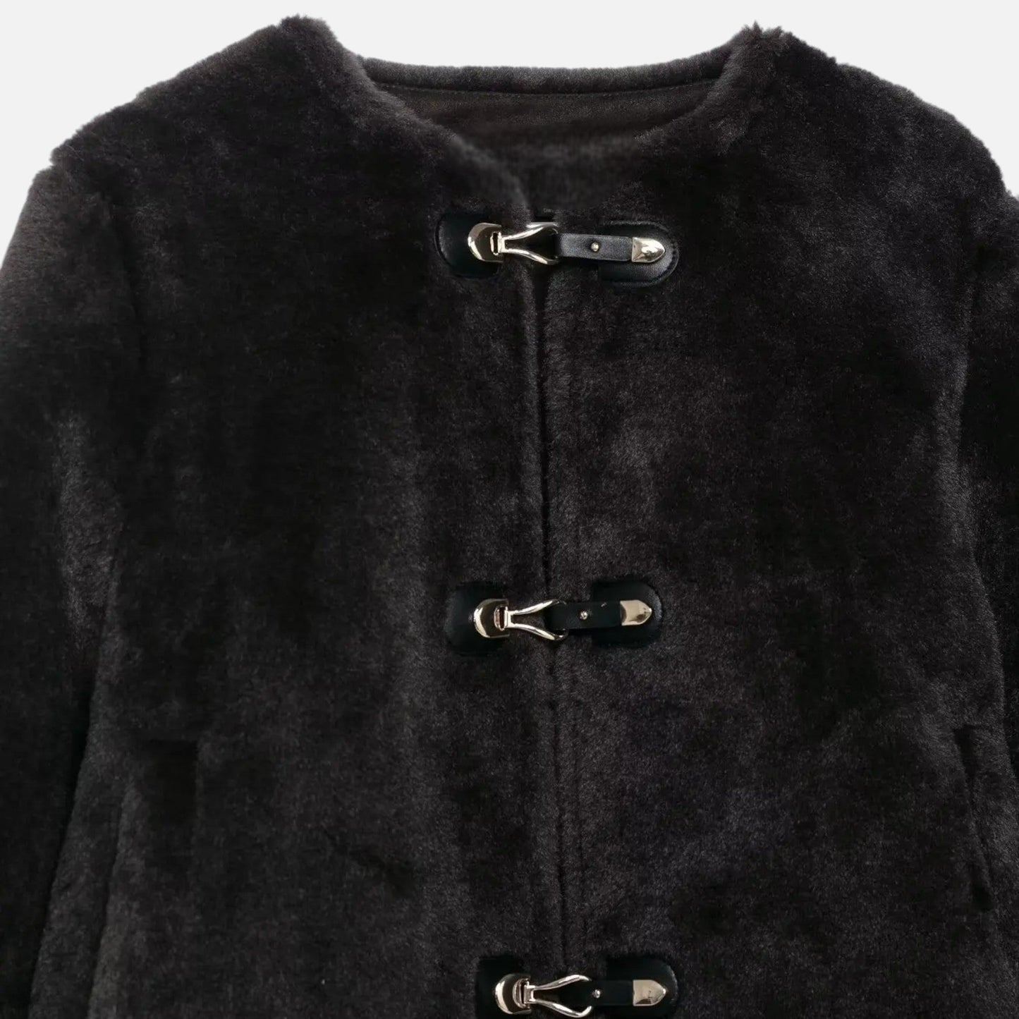 Women’s Faux Fur Jacket with Toggle Buttons - Samberule