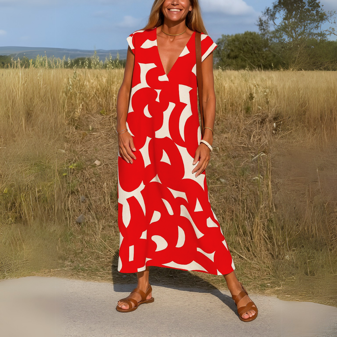 Riley - V-Neck Midi Dress - Samberule