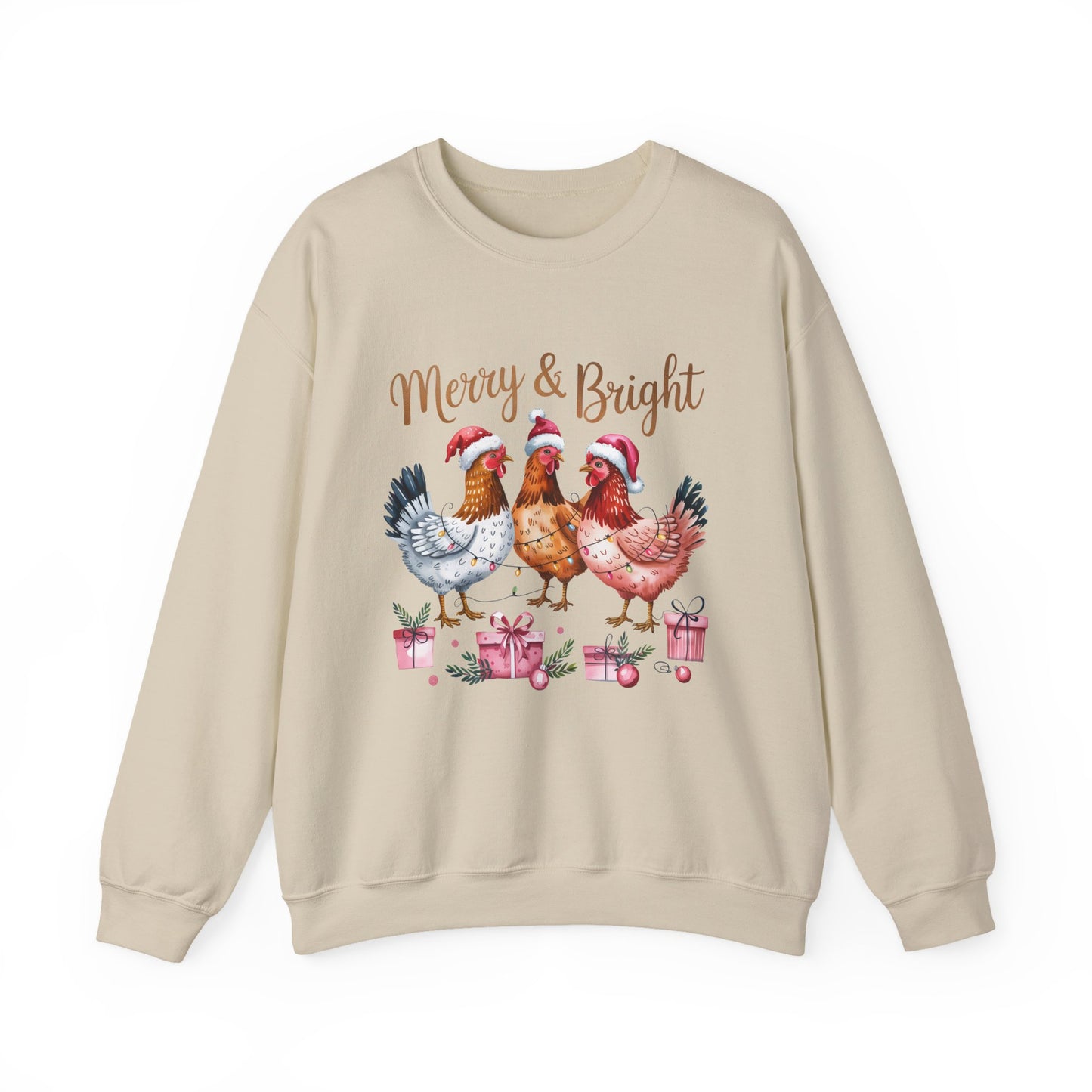 Merry & Bright Chicken Christmas Crewneck Sweatshirt - Samberule