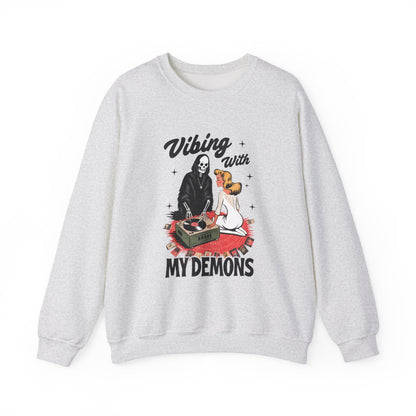 Vibing With My Demons Halloween Crewneck Sweatshirt - Samberule
