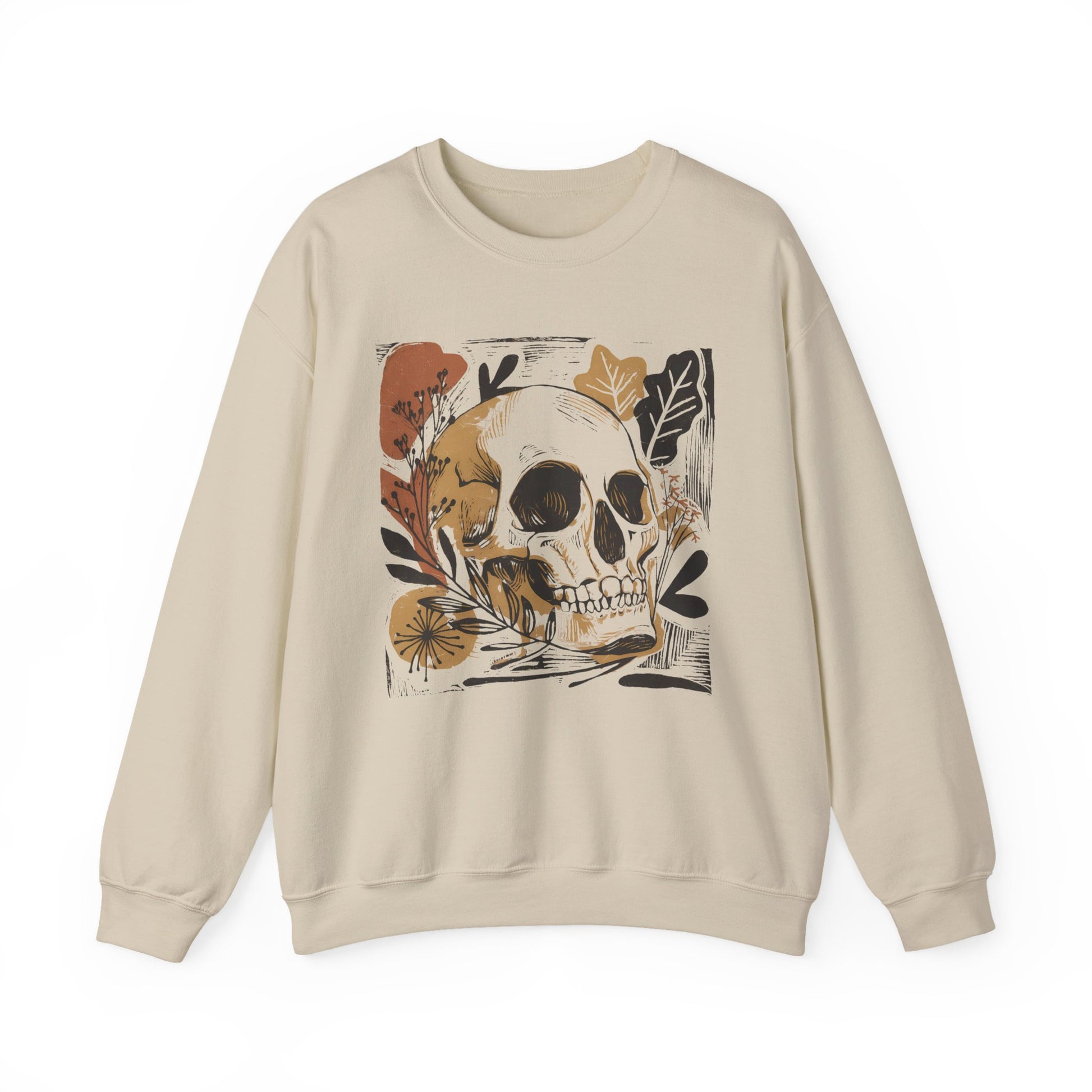 Floral Skull Tattoo Style Halloween Crewneck Sweatshirt - Samberule