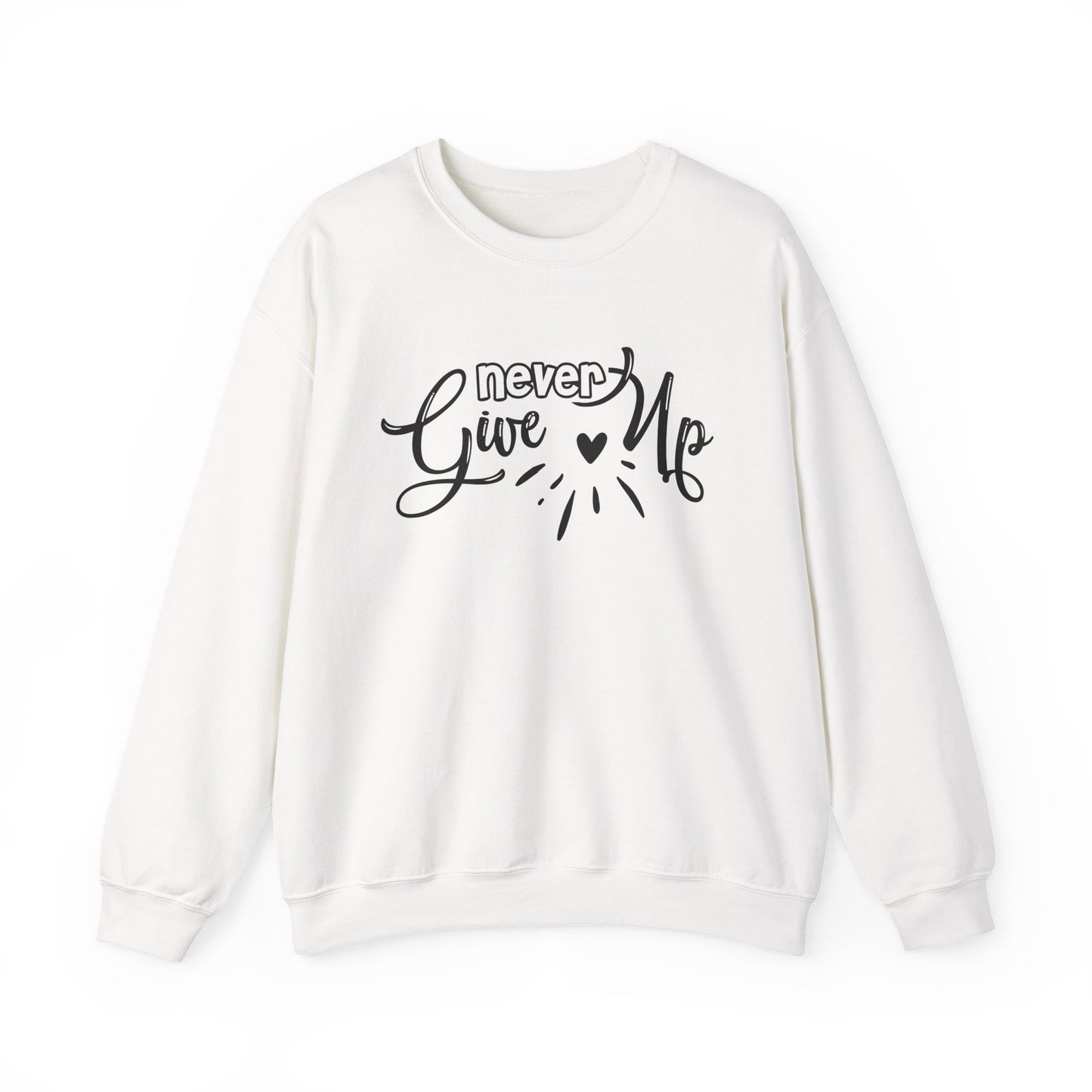"Never Give Up" Motivational Crewneck Sweatshirt