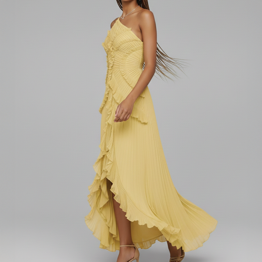 Avery - Asymmetric Pleated Dress - Samberule