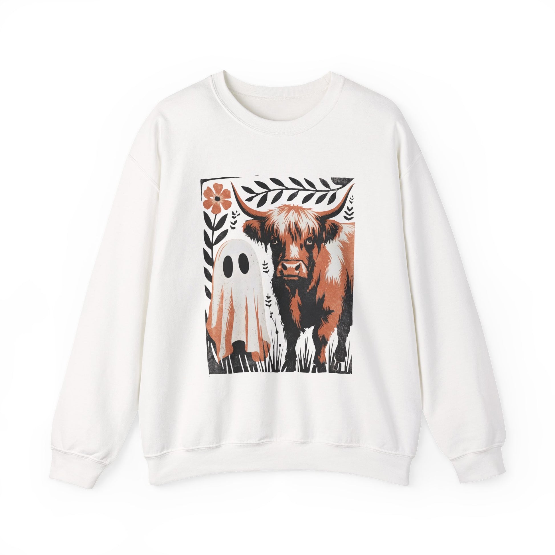 Halloween Ghost & Cow Halloween Crewneck Sweatshirt - Samberule