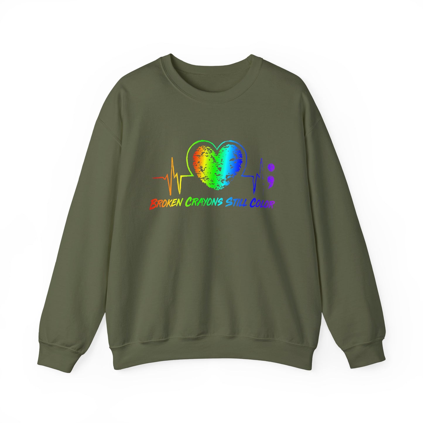 Rainbow Heart Mental Health Crewneck Sweatshirt
