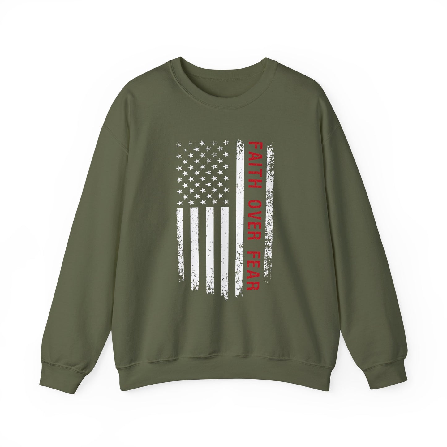 "Faith Over Fear American Flag' Faith Crewneck Sweatshirt