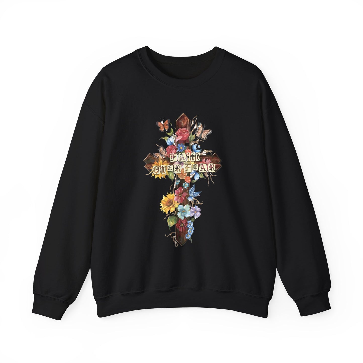Floral Cross Faith Crewneck Sweatshirt