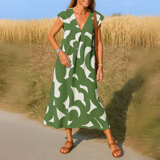 Riley - V-Neck Midi Dress - Samberule