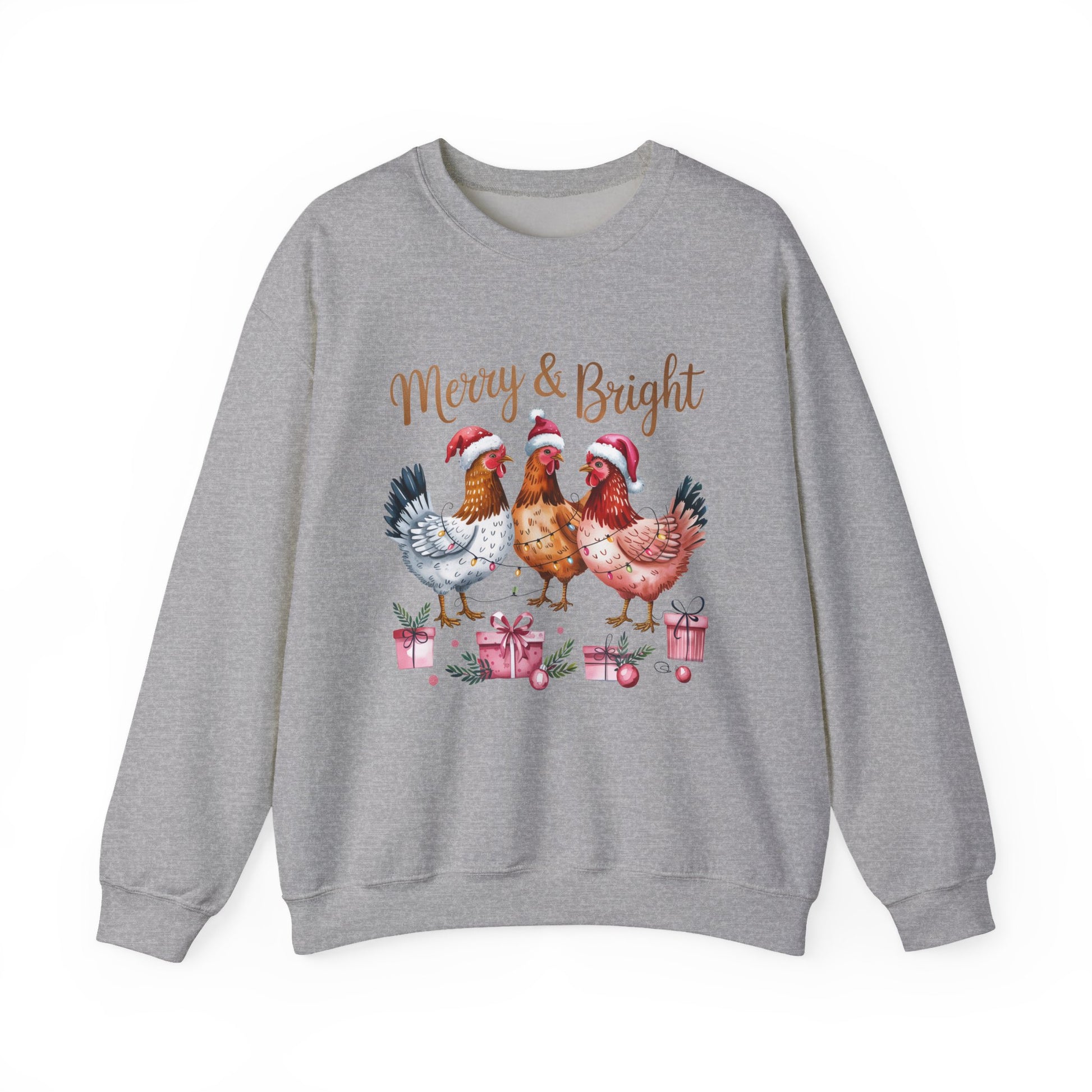 Merry & Bright Chicken Christmas Crewneck Sweatshirt - Samberule
