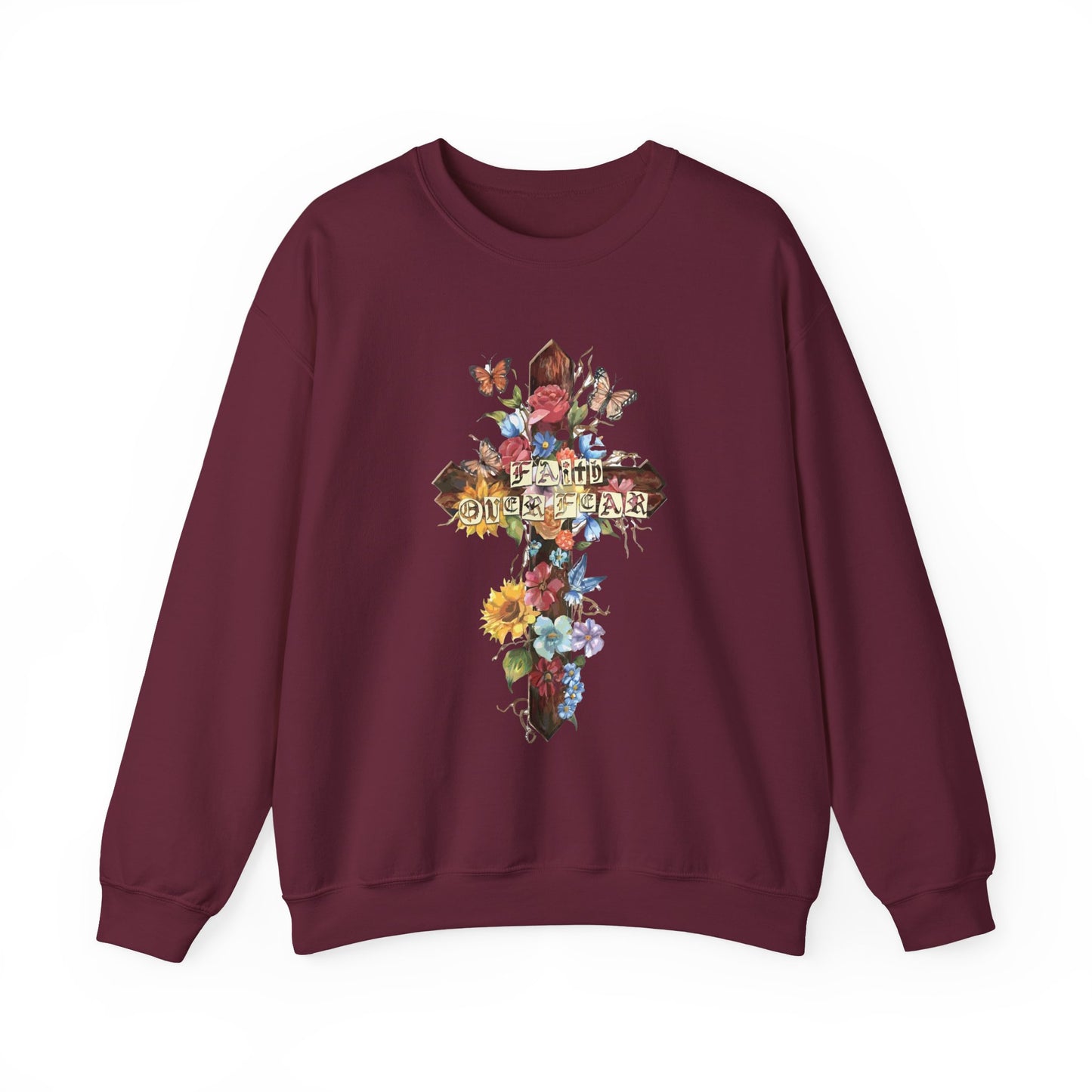 Floral Cross Faith Crewneck Sweatshirt