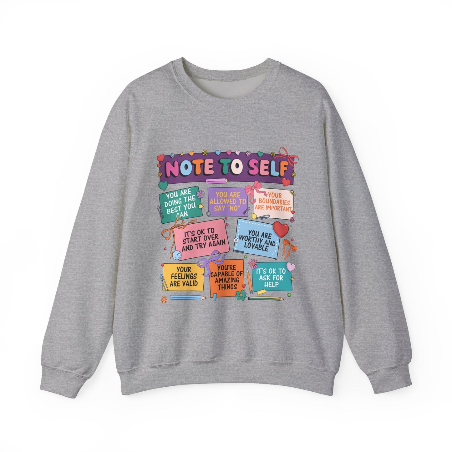 Note To Self-Care Mental Health Crewneck Sweatshirt