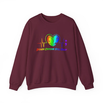 Rainbow Heart Mental Health Crewneck Sweatshirt