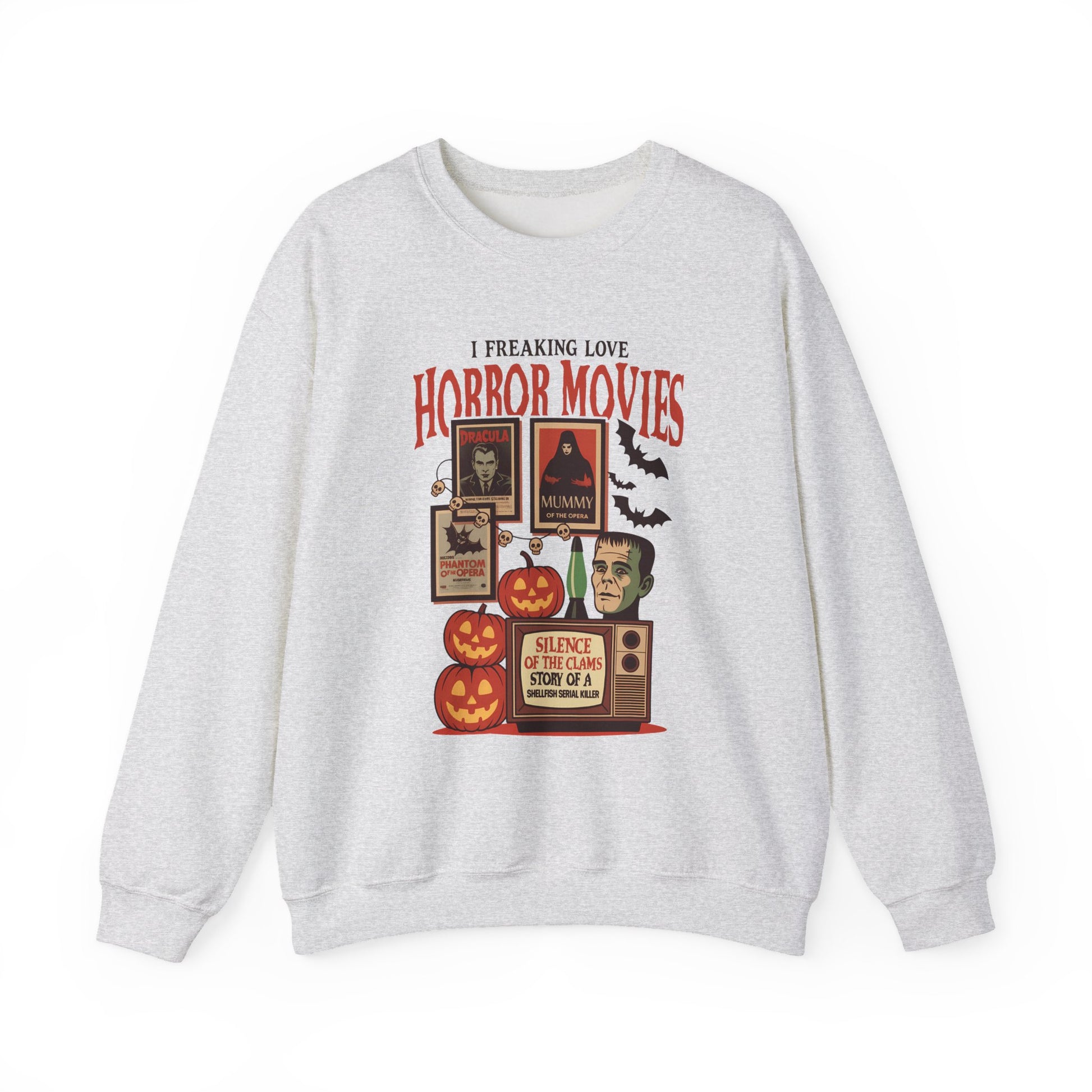 I Freaking Love Horror Movies Halloween Crewneck Sweatshirt - Samberule