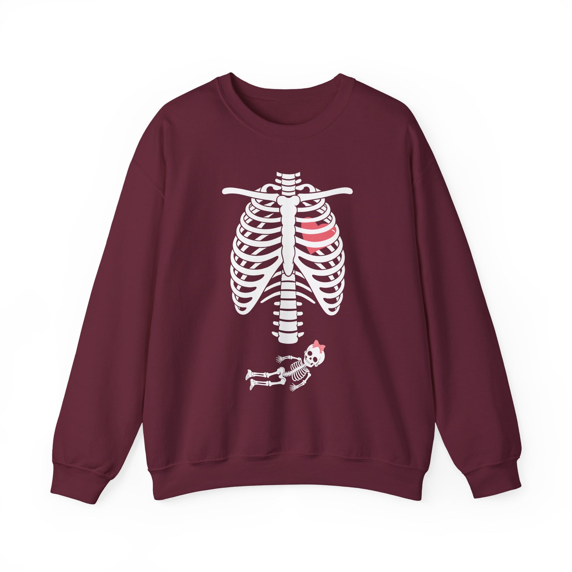 Pregnant Skeleton Halloween Crewneck Sweatshirt - Samberule