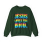 Colorful Jesus Loves You Bro Faith Crewneck Sweatshirt