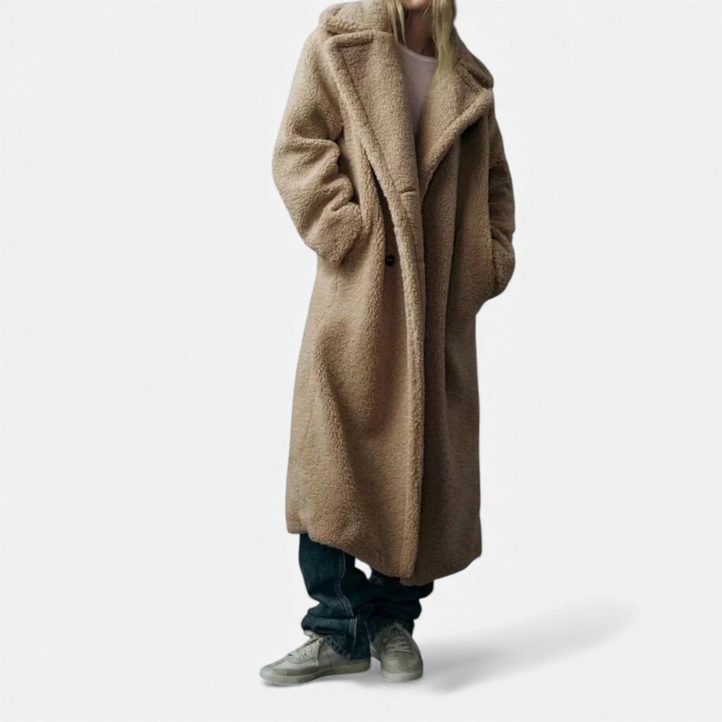 Women’s Long Winter Coat with Turn-Down Collar - Samberule