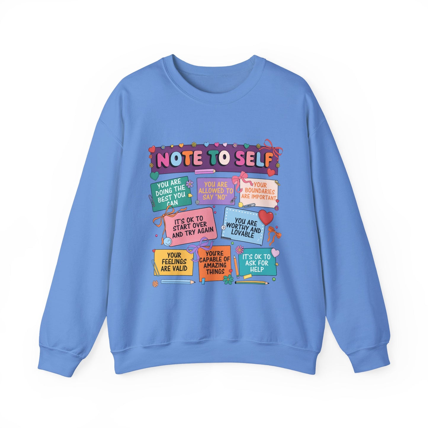 Note To Self-Care Mental Health Crewneck Sweatshirt