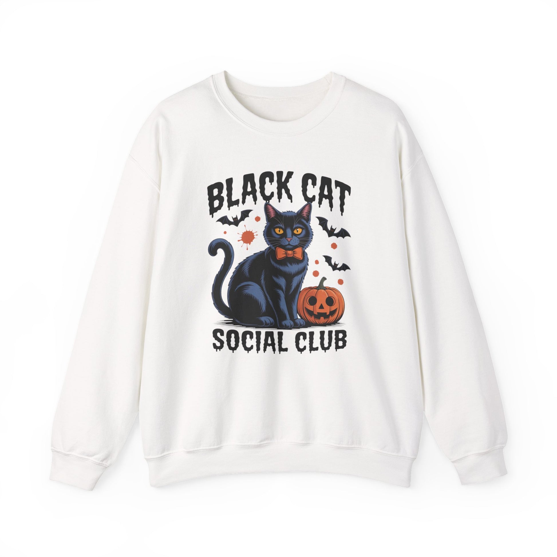Black Cat Social Club Halloween Crewneck Sweatshirt - Samberule