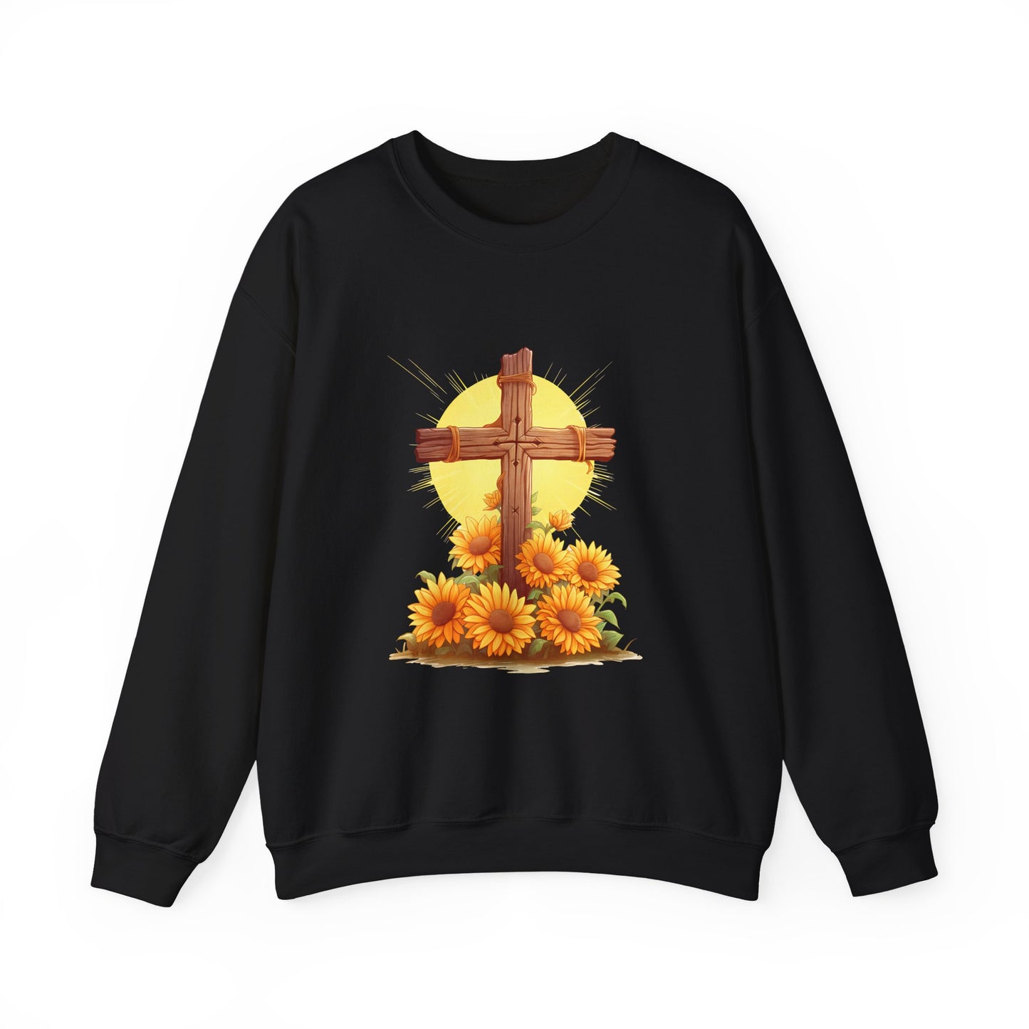 Christian Cross Sunflower Faith Crewneck Sweatshirt