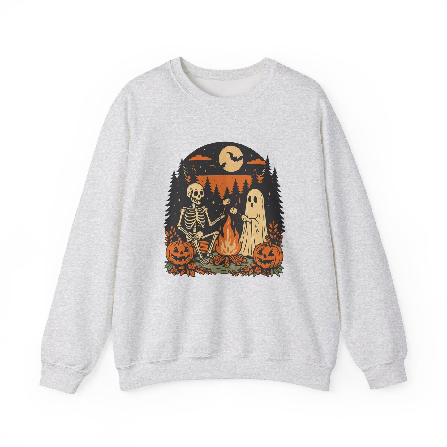 Skull Fall Bow Halloween Crewneck Sweatshirt - Samberule