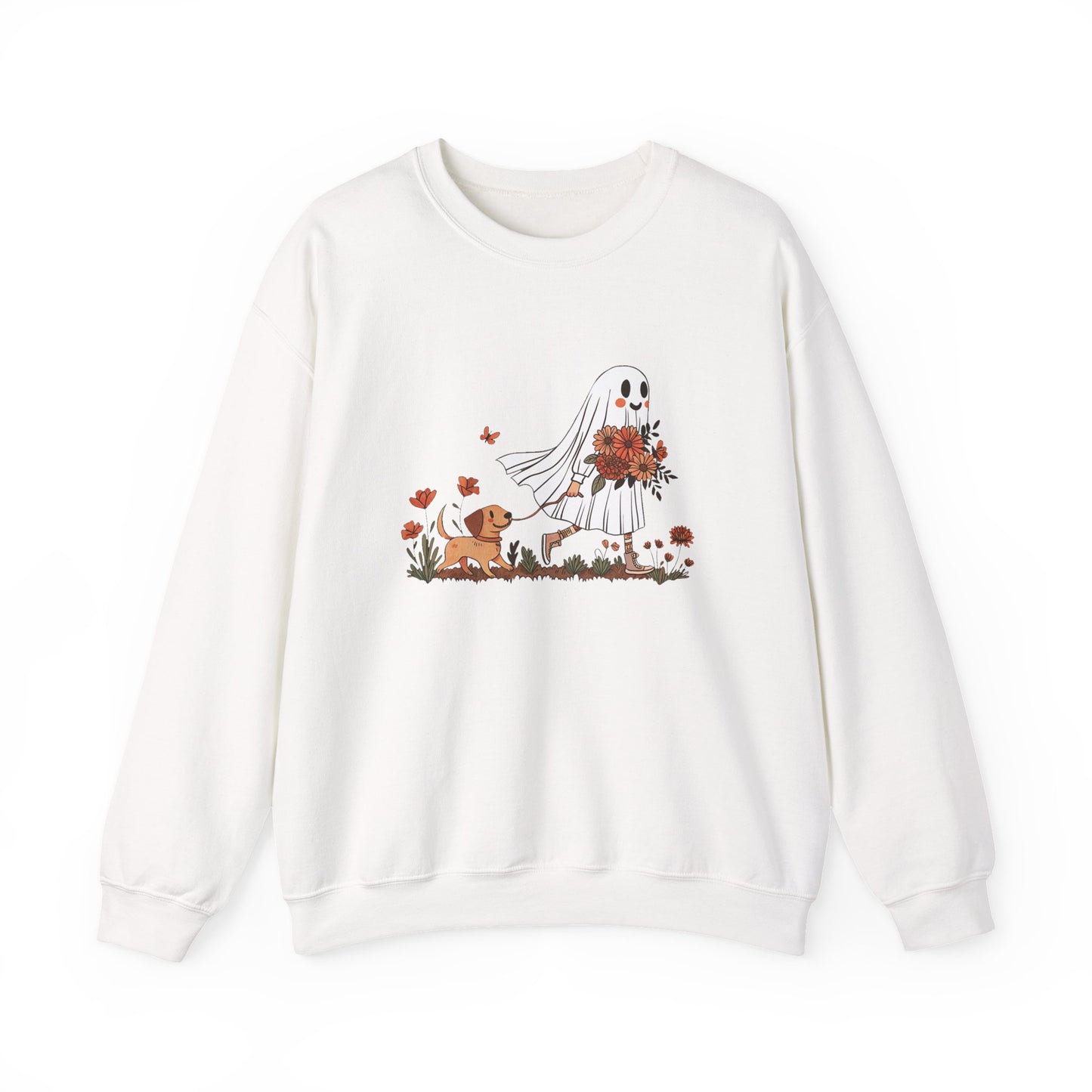 Cute Ghost & Dog Halloween Crewneck Sweatshirt - Samberule