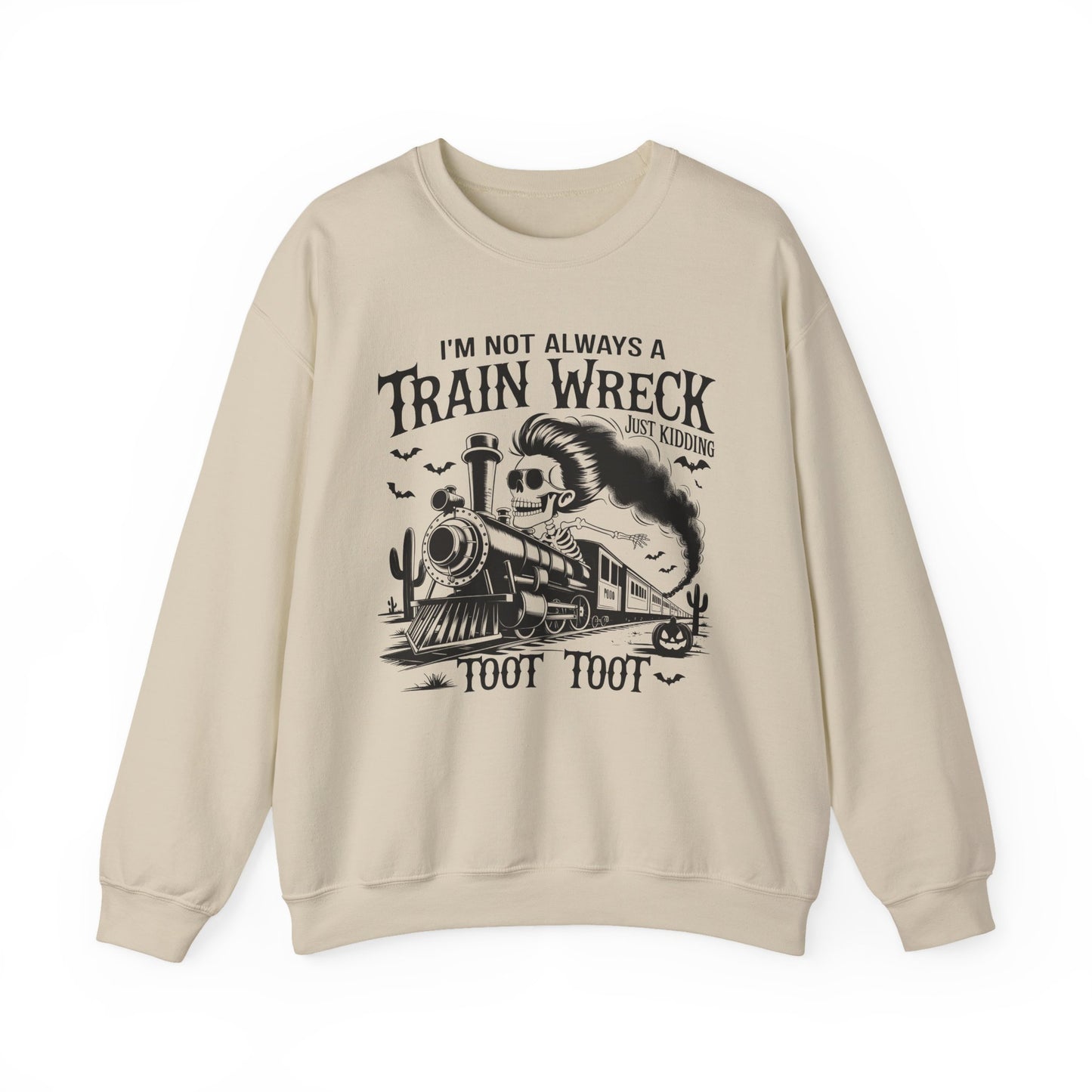 Train Wreck Graphic Halloween Crewneck Sweatshirt - Samberule