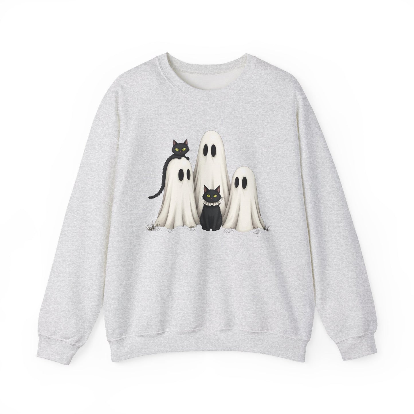 Ghostly Cats Halloween Crewneck Sweatshirt - Samberule