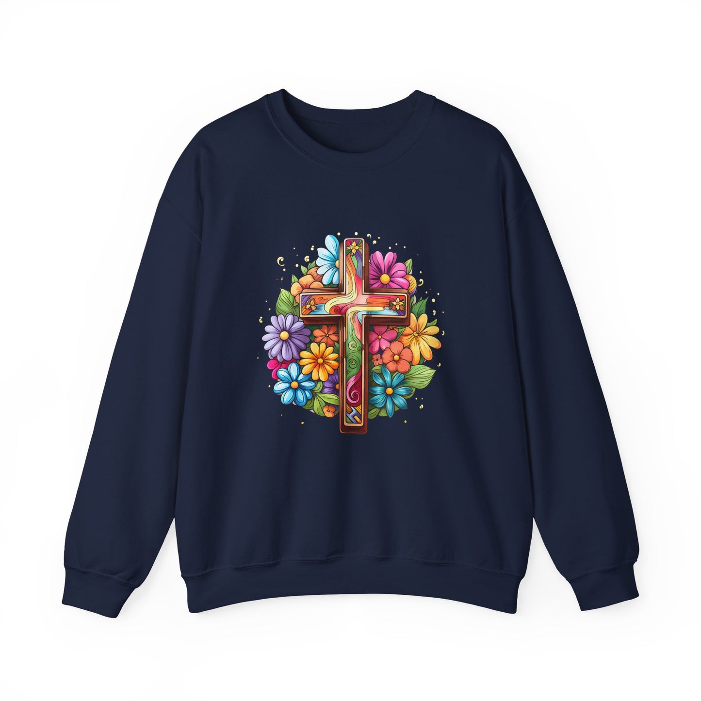 Colorful Christian Floral Faith Crewneck Sweatshirt