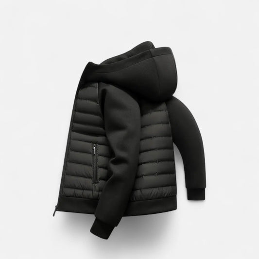 Men's Quilted Hooded Down Jacket – Spliced Design