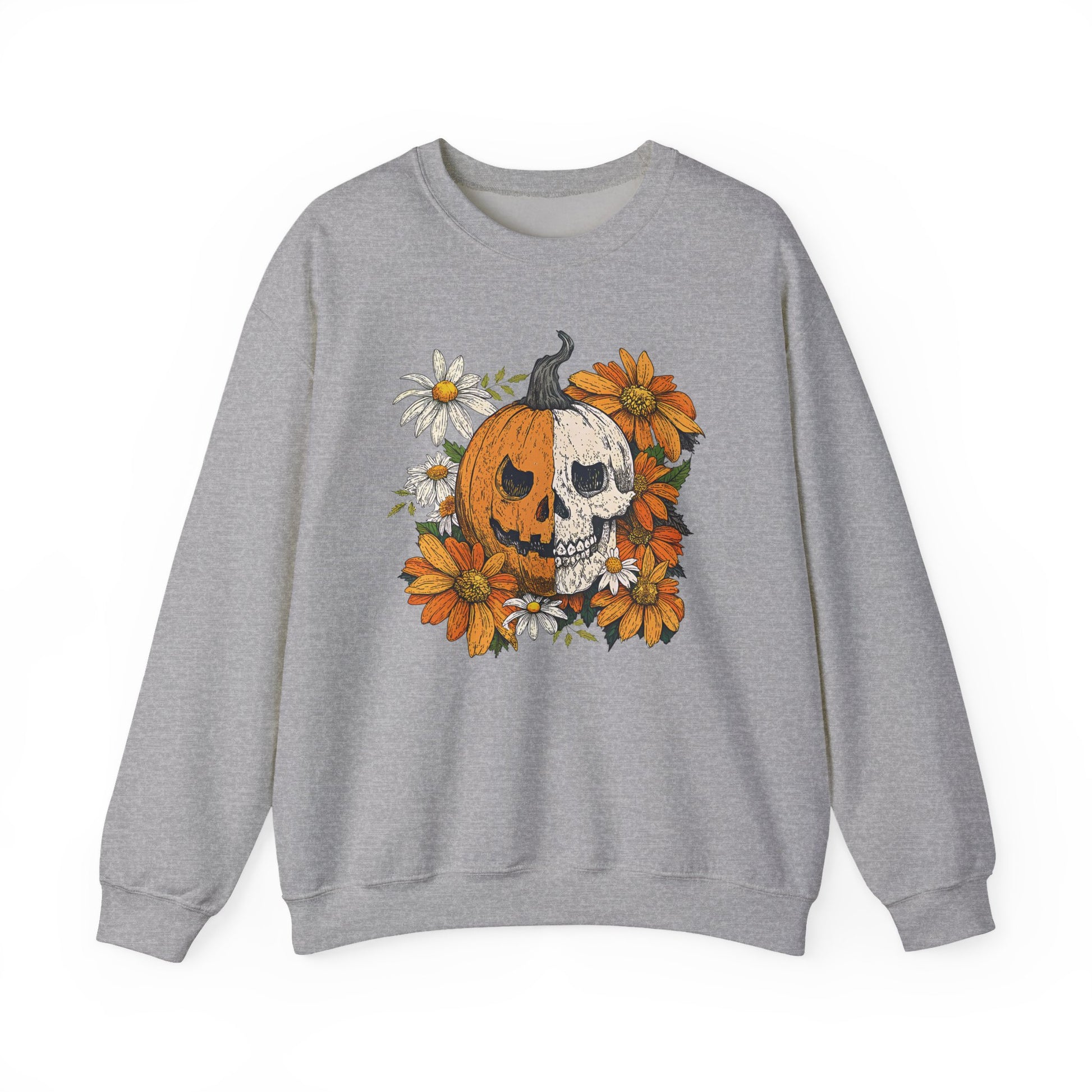 Retro Floral Pumpkin Halloween Crewneck Sweatshirt - Samberule