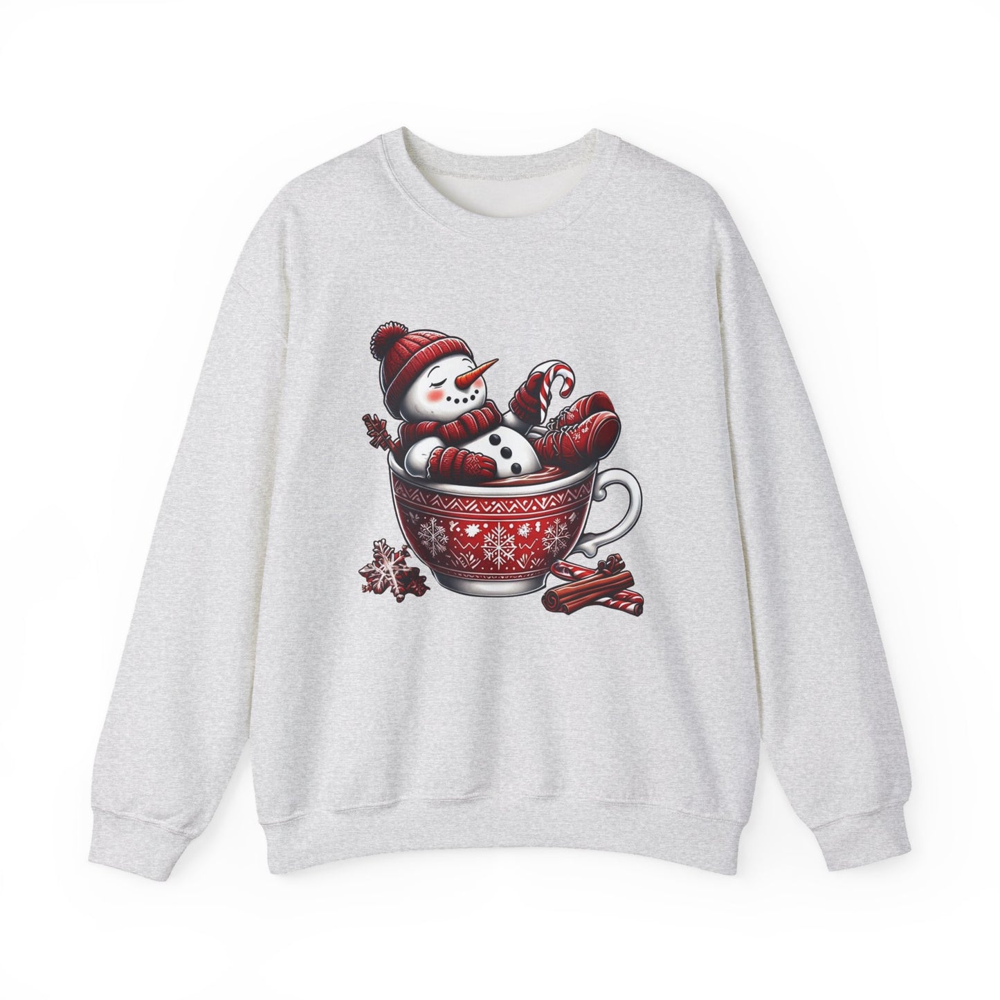 Cozy Snowman in Hot Cocoa Christmas Crewneck Sweatshirt