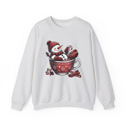 Cozy Snowman in Hot Cocoa Christmas Crewneck Sweatshirt