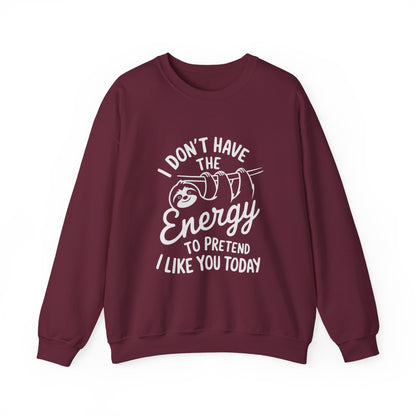 Sloth Energy Sarcasm Crewneck Sweatshirt