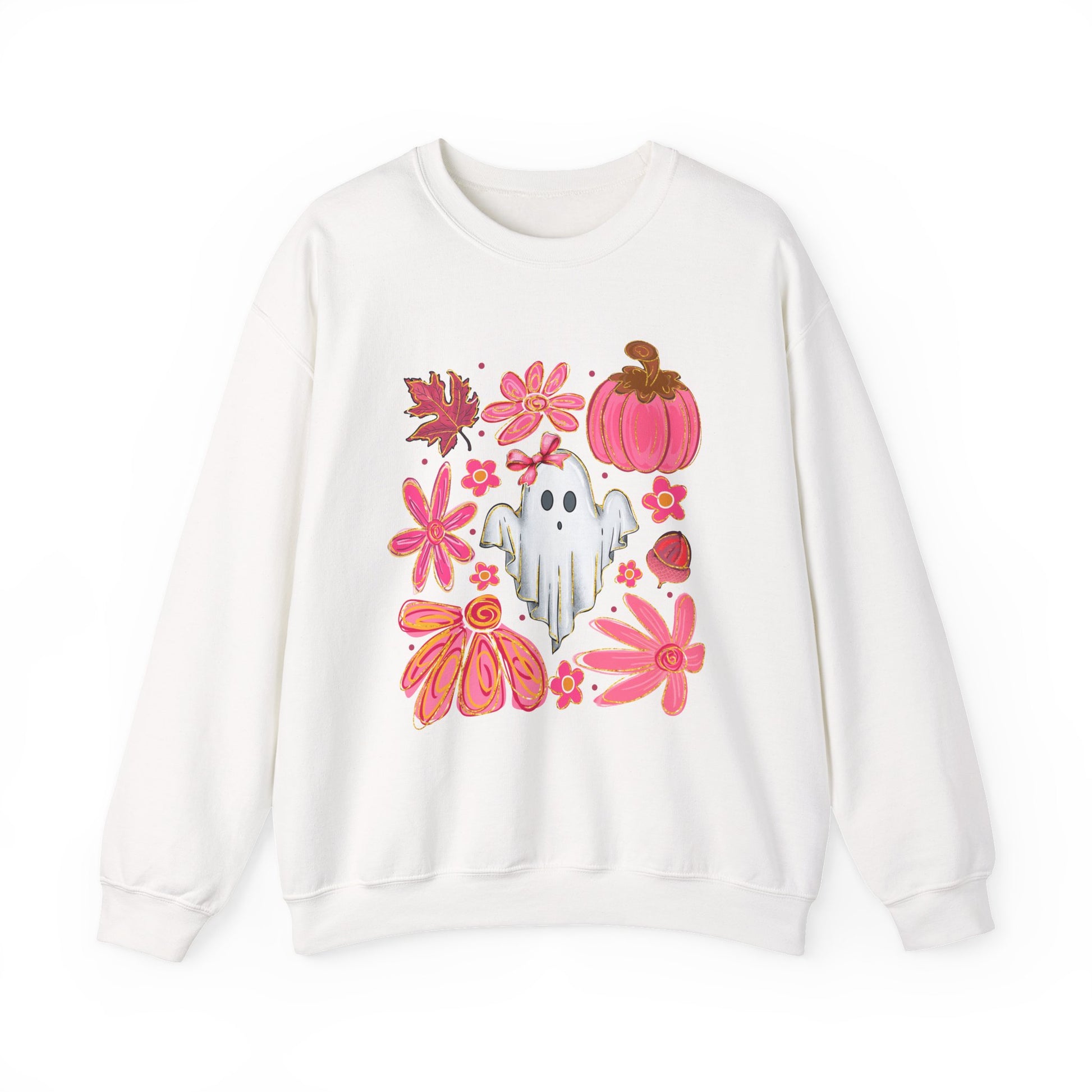 Ghost Floral Halloween Crewneck Sweatshirt - Samberule