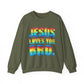 Colorful Jesus Loves You Bro Faith Crewneck Sweatshirt