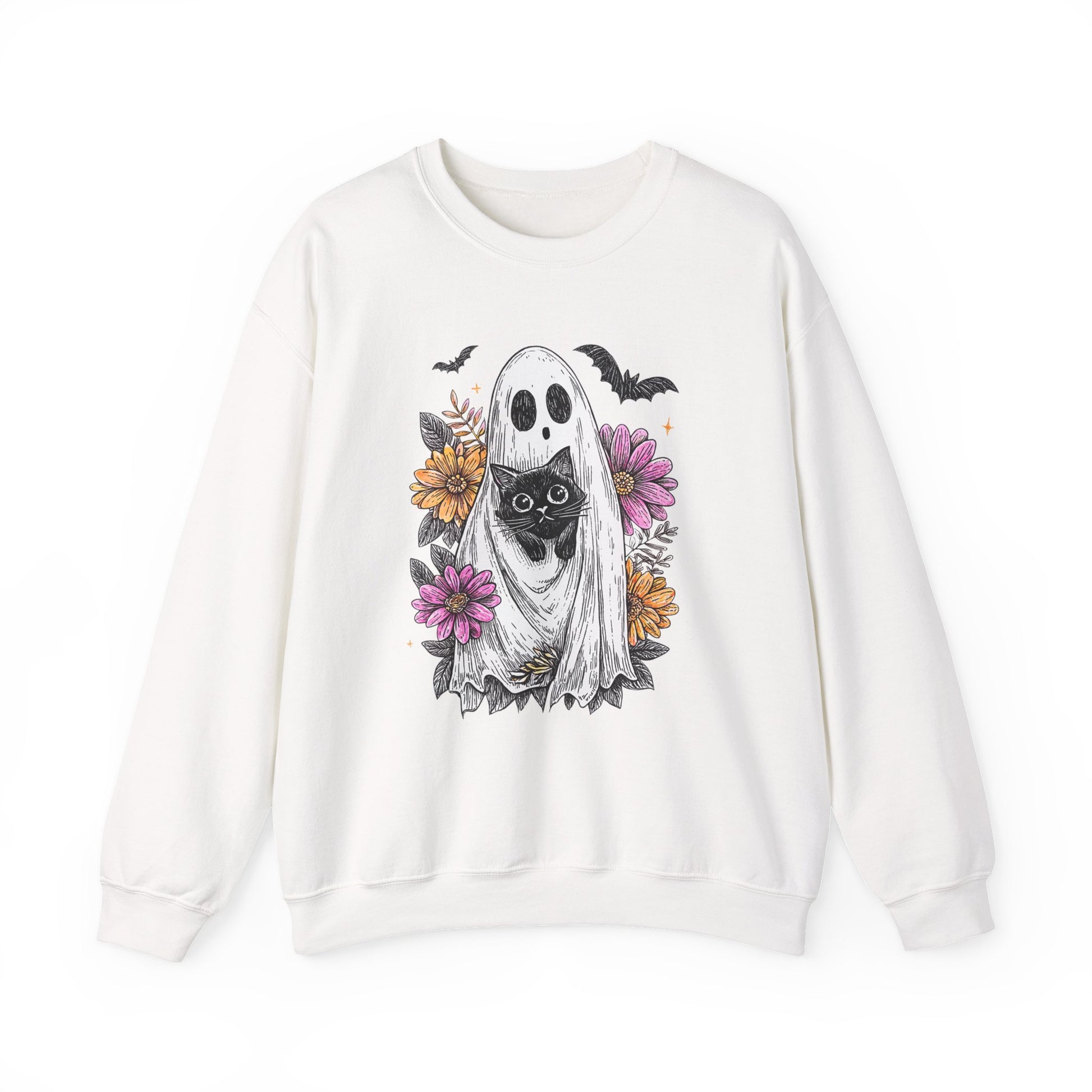 Halloween Ghost Cat Halloween Crewneck Sweatshirt - Samberule