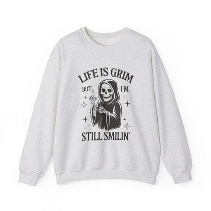 Life is Grim but i'm Still Smilin Halloween Crewneck Sweatshirt - Samberule