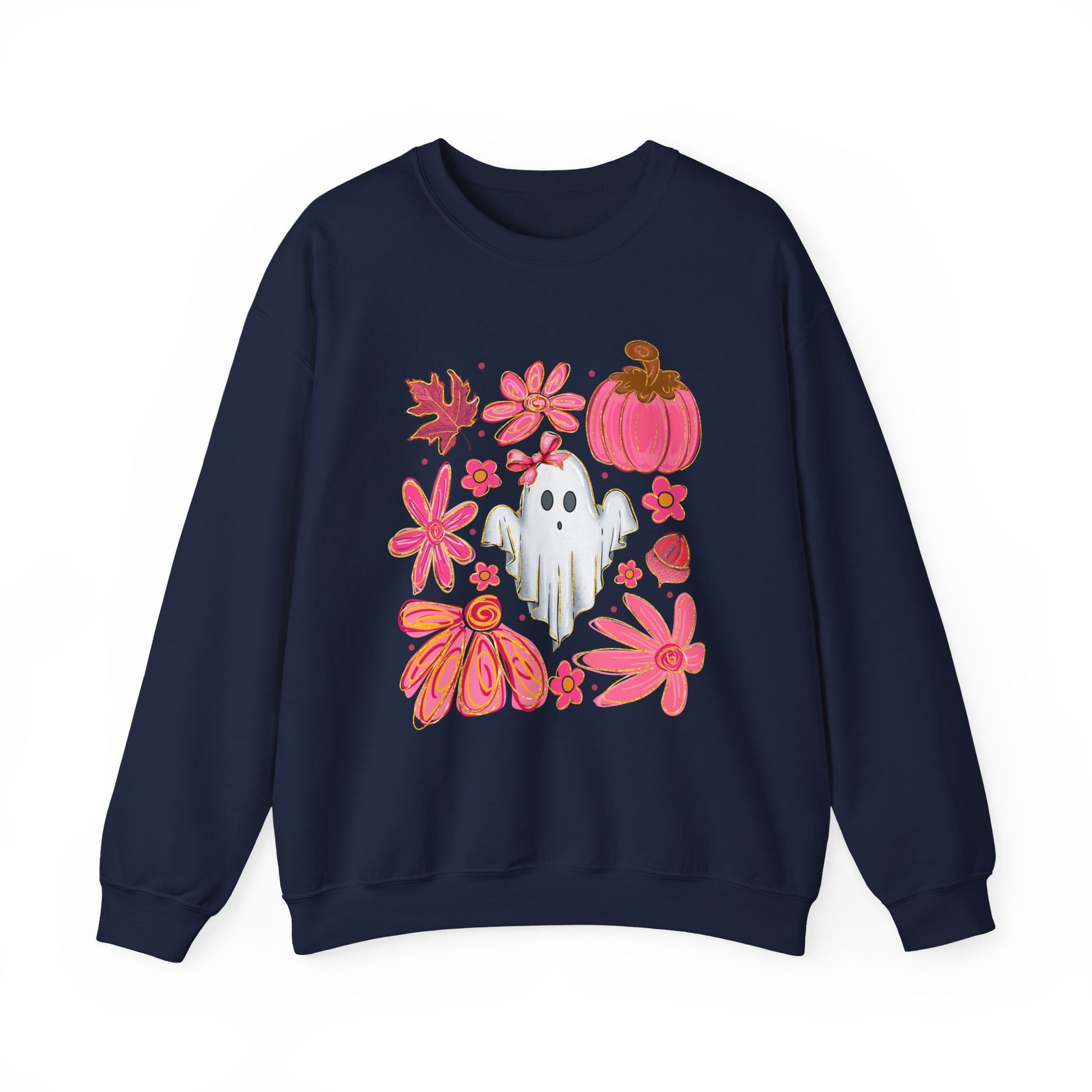Ghost Floral Halloween Crewneck Sweatshirt - Samberule