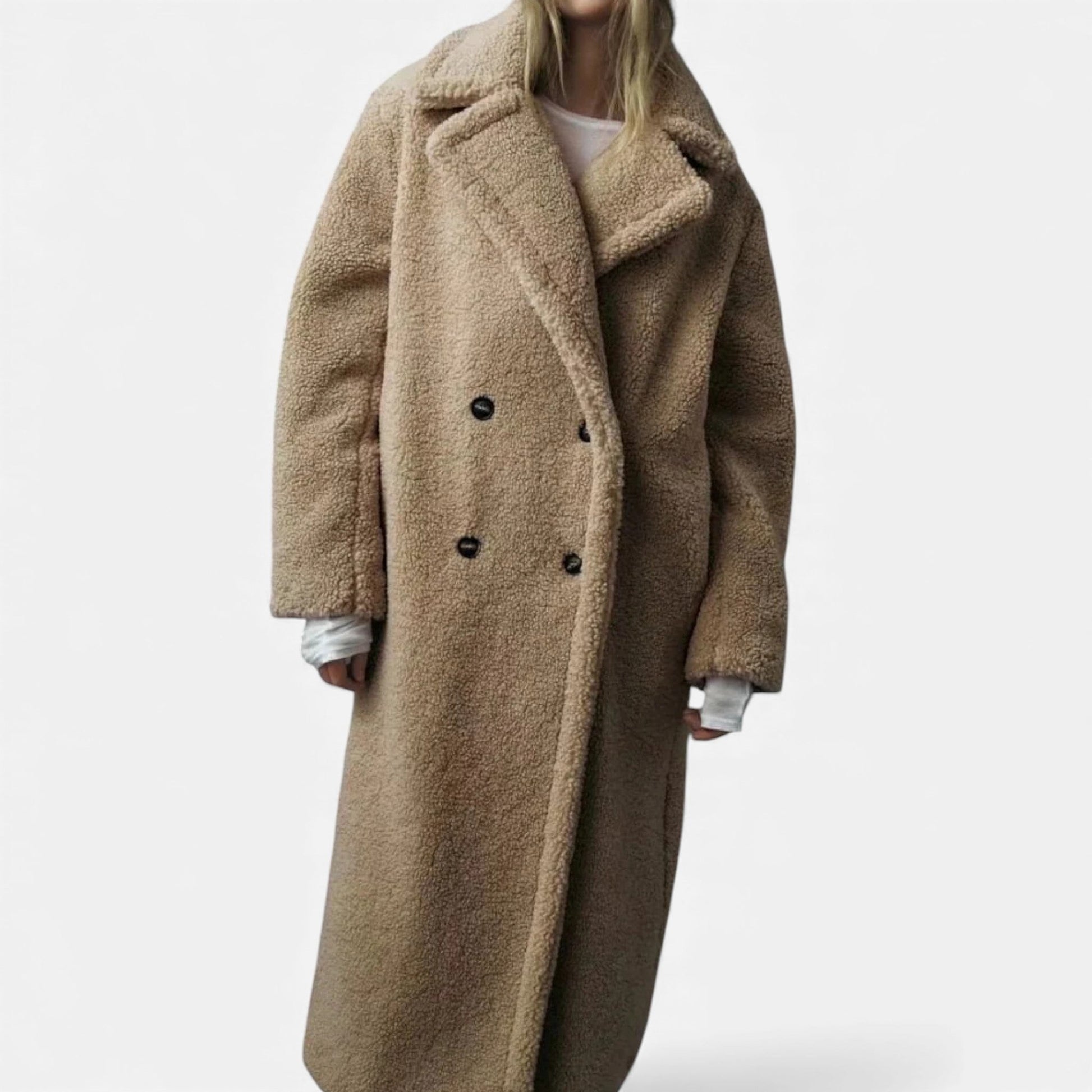 Women’s Long Winter Coat with Turn-Down Collar - Samberule