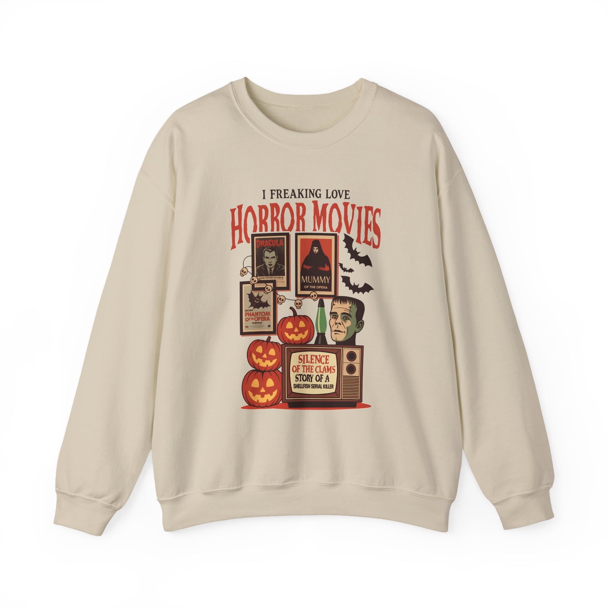 I Freaking Love Horror Movies Halloween Crewneck Sweatshirt - Samberule