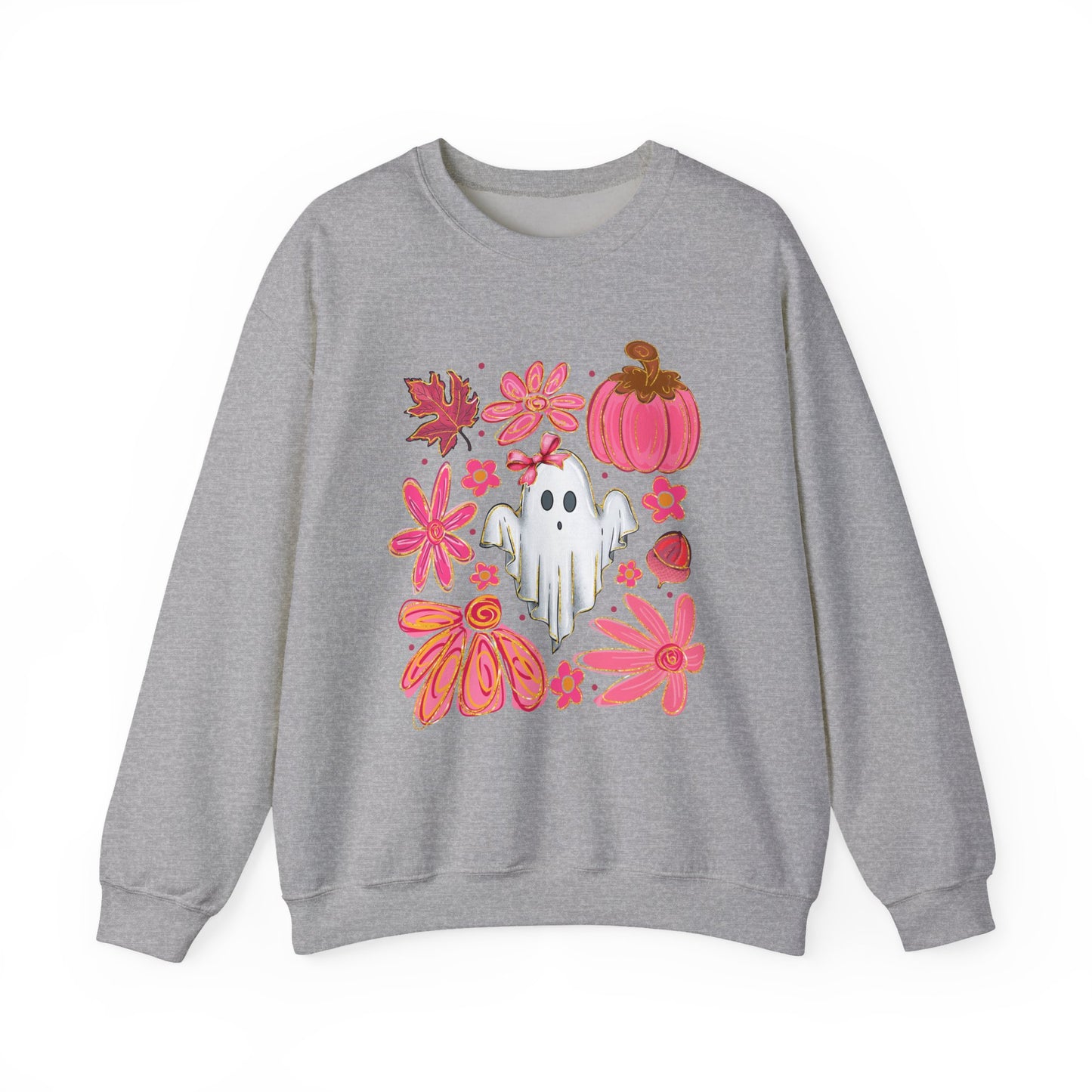 Ghost Floral Halloween Crewneck Sweatshirt - Samberule